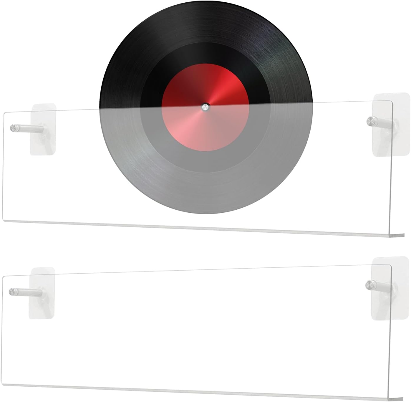 GENERIC Support De Rangement Pour Disques | Étagère Murale Adhésive En 2 Pièces | Organiseur De Disques, Pour Adolescents Et Adultes, Amateurs De Musique, Collectionneurs, Salon, Appartement