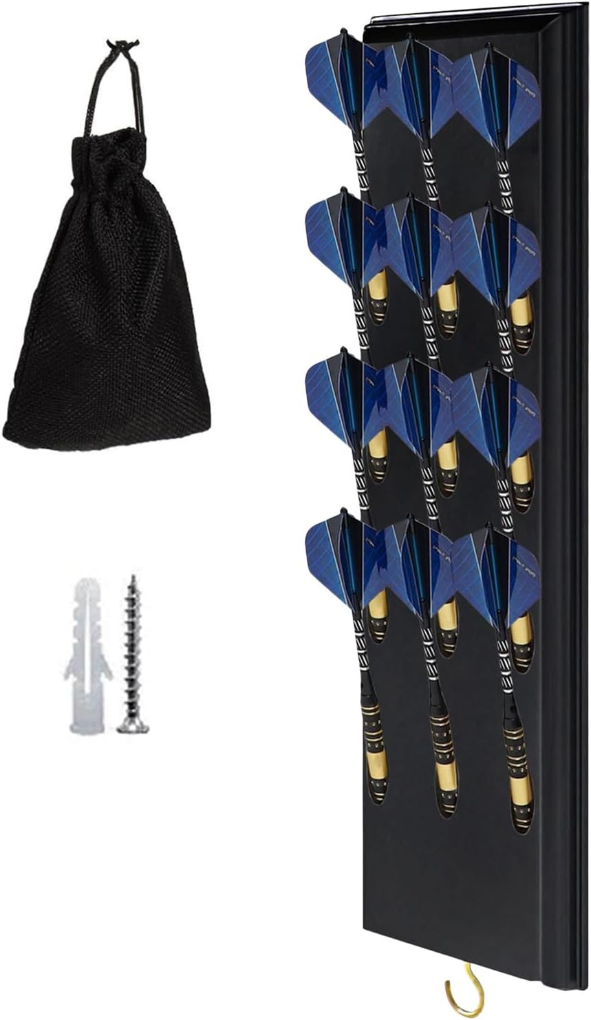 GENERIC Support De Fléchettes En Bois Pour économiser De L'espace - 30,5 X 20,3 Cm - Organiseur De Fléchettes Avec Sac De Rangement - En Bois Massif - Accessoire De Divertissement Pour Le Salon Et La Chambre