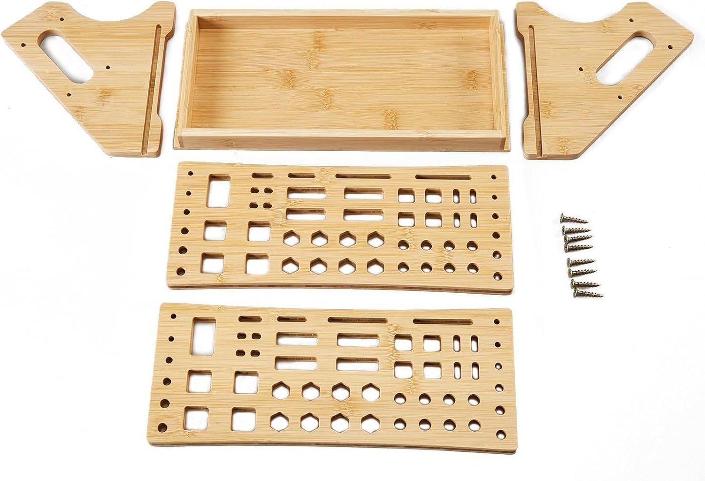 Support à Outils D'atelier - Support De Tournevis Pour Réparation De Loisirs - Organiseur En Bois à 53 Trous Avec Plateau - Design De Rangement Compact Pour Bureau, Bibliothèque, Garage, Camion