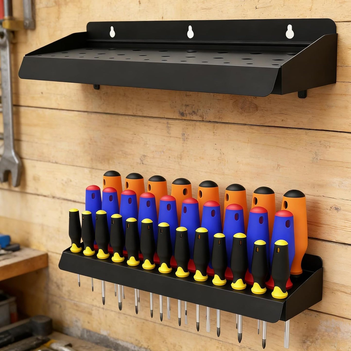 Support De Tournevis Mural Robuste De 40,6 Cm, Avec 3 Points De Fixation, Solution Compacte Pour Garage Et Atelier, étagère à Outils Robuste