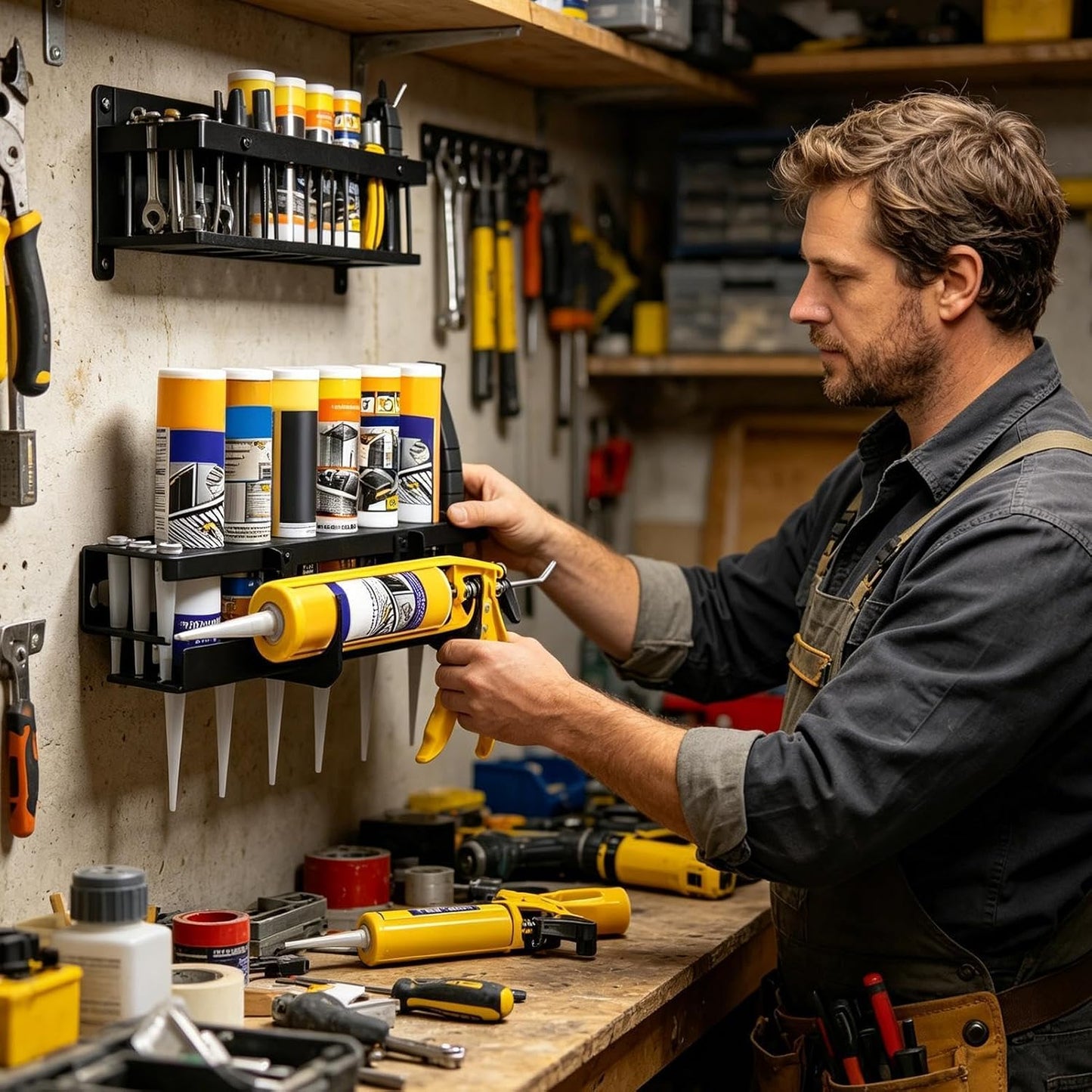 GENERIC Support De Rangement Pour Canettes De Peinture En Aérosol, Préparation Des Outils, Matériau En Fer, Support De Rangement Mural, Support De Rangement Pour Tuyau D'étanchéité, Tube Sécurisé