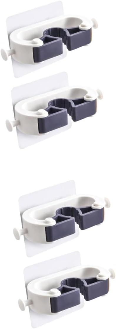  Alipis 4pièces à Balai Sans Perçage Supports Pratiques Pour Mops Et Balais Blanc De Rangement Adhésif Pour Cuisine Et Salle De Bain