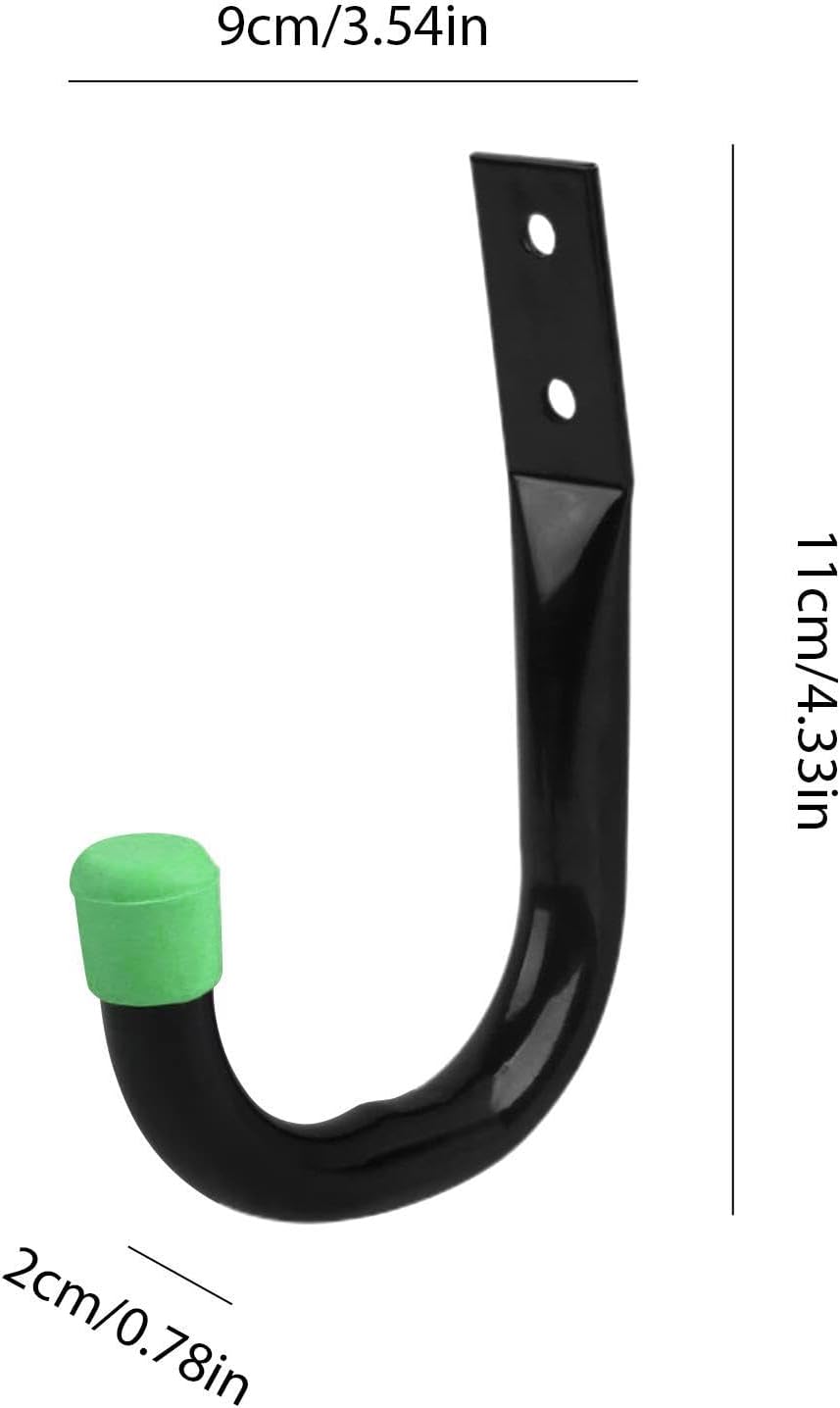 GENERIC Porte-outils Pour Mur De Garage - Cintre En Forme De J | Système De Rangement Mural, 6 Pièces (1 Ensemble) Crochets En J Robustes, Organisateur Monté Pour Vélos, échelles, Tuyaux, Outils | Garages