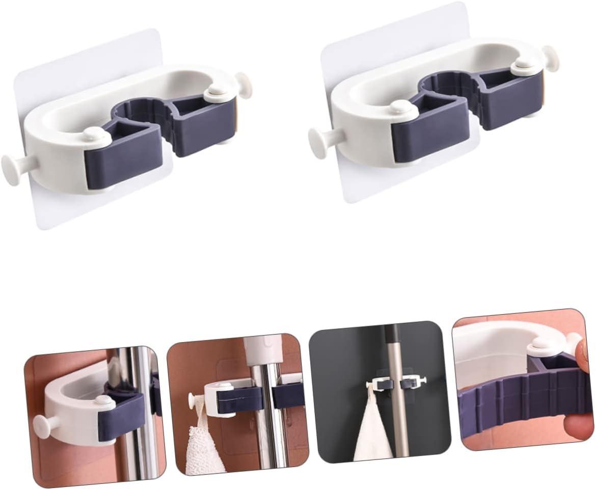  Alipis 4pièces à Balai Sans Perçage Supports Pratiques Pour Mops Et Balais Blanc De Rangement Adhésif Pour Cuisine Et Salle De Bain