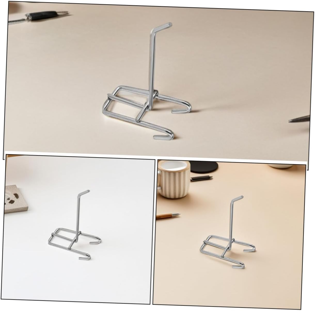  ULTECHNOVO Lot De 25 Crochets Muraux En Métal Argenté, Crochets D'affichage Robustes Pour Panneaux Perforés De 3,3 Mm, Compatibles Universels Pour Magasins Et Expositions