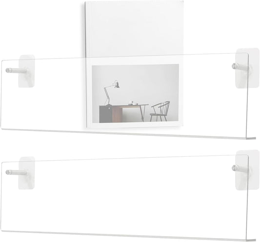  Générique Record Stand – Multifunctional Transparent Wall Shelf | Sturdy Mounting Tray For Books Magazines Notebooks Newspapers Living Rooms
