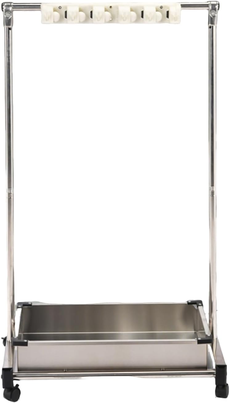GENERIC Support De Balai Mobile En Acier Inoxydable, égouttoir à Balai Sur Pied, Chariot à Outils De Nettoyage Avec Crochets Pour écoles Et Restaurants (68 X 51 X 109 Cm-B)