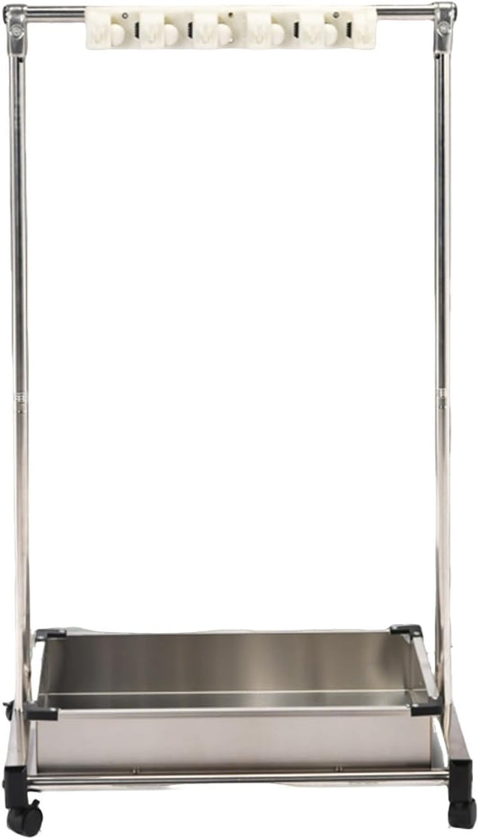 GENERIC Support De Balai Mobile En Acier Inoxydable, égouttoir à Balai Sur Pied, Chariot à Outils De Nettoyage Avec Crochets Pour écoles Et Restaurants (68 X 51 X 109 Cm-B)
