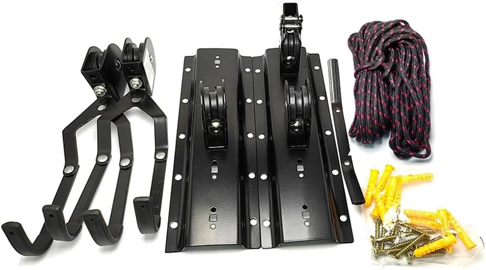  Système De Levage De Vélo Au Plafond Du Garage - Rangement à Poulie Avec Supports De Vélo, Support Efficace Et Peu Encombrant Pour Vélos
