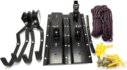  Système De Levage De Vélo Au Plafond Du Garage - Rangement à Poulie Avec Supports De Vélo, Support Efficace Et Peu Encombrant Pour Vélos