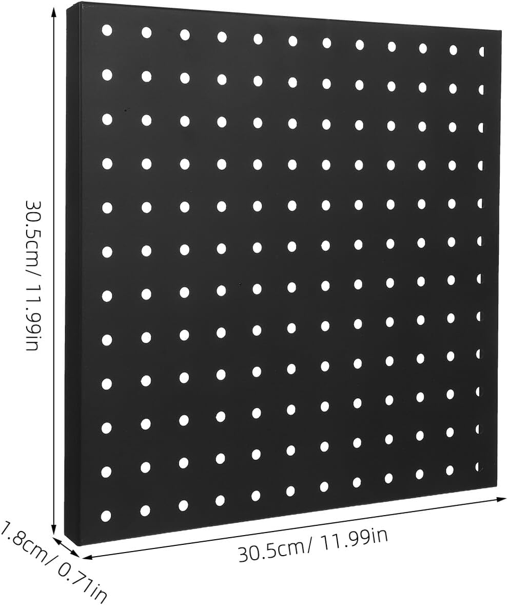  Healvian Panneau Perforé Métallique Robuste 305 CM Carré Lot De 4 Organisateur Mural Pour Rangement Outils La Cuisine Bureau Garage Finition Noire Support Charge Lourde
