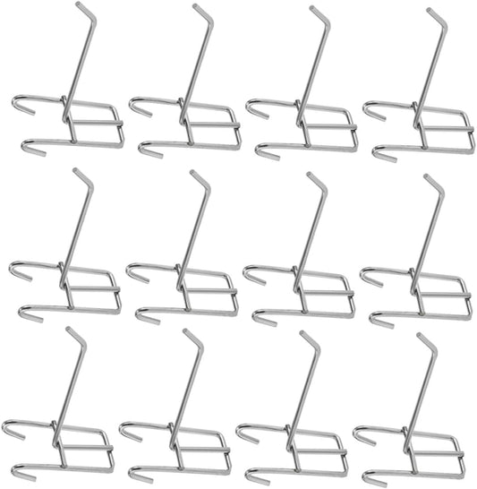  ULTECHNOVO Lot De 25 Crochets Muraux En Métal Argenté, Crochets D'affichage Robustes Pour Panneaux Perforés De 3,3 Mm, Compatibles Universels Pour Magasins Et Expositions
