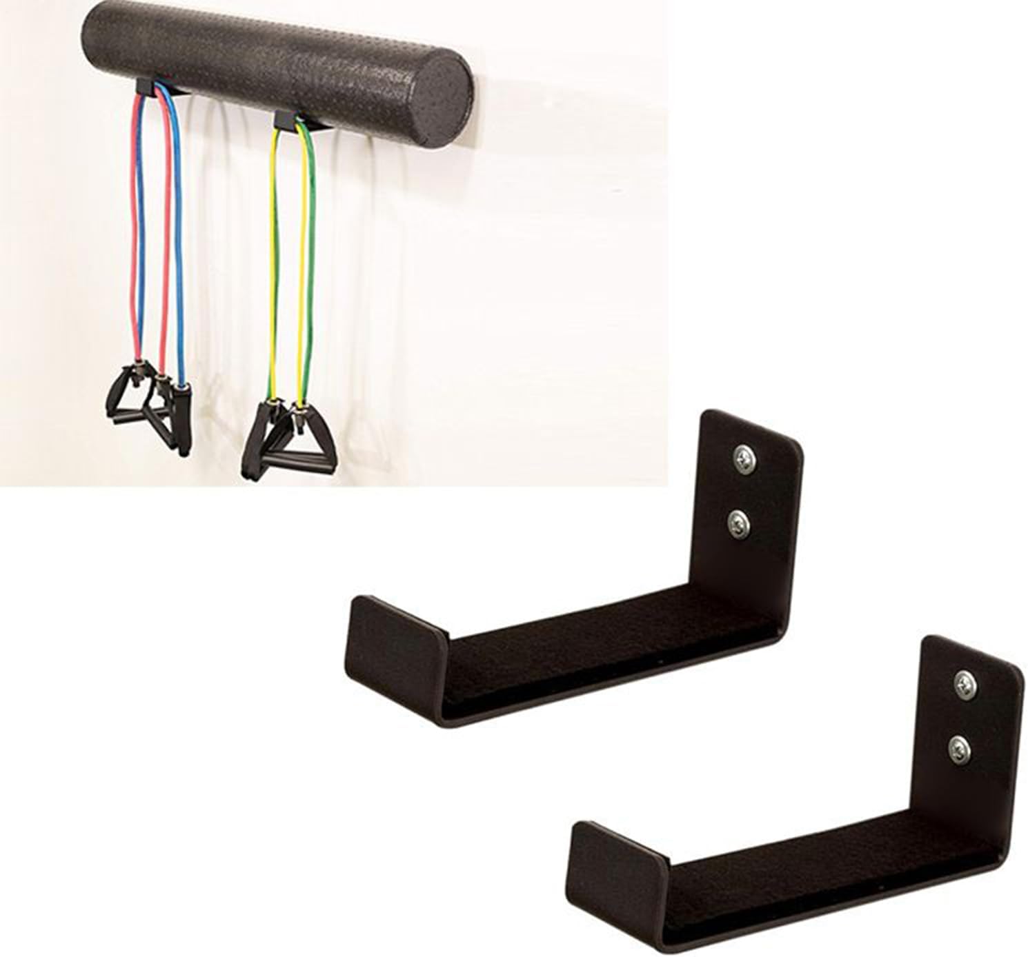  Lot De 2 Supports Muraux Pour Tapis De Yoga, Organiseur En Aluminium Pour Bandes élastiques Serviette Salle De Sport, Maison, Bureau, Chambre