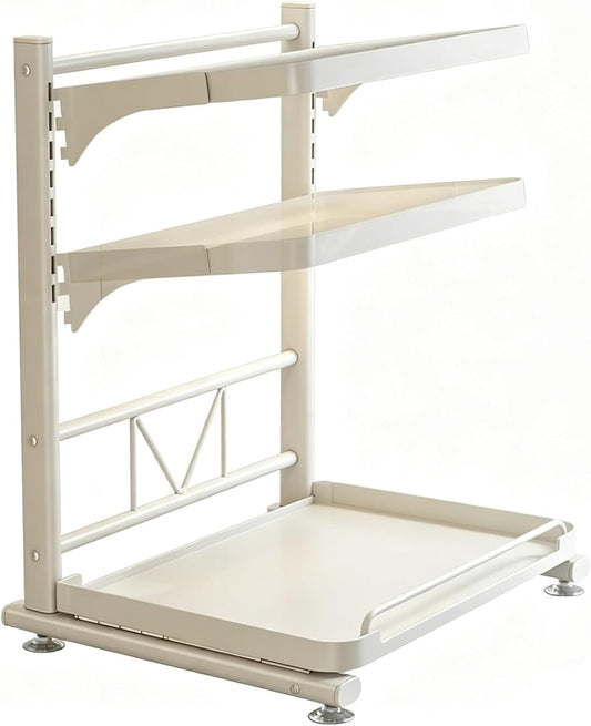  Étagère De Rangement De Cuisine Polyvalente, Support Réglable For Micro-ondes Avec Plateau Extractible, Support Organisateur De Comptoir Extensible(40cm-White)
