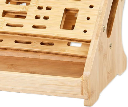  Générique Porte-Tournevis,Support De Rangement En Bois à 53 Trous Avec Plateau - Organisateur De Petits Outils - Pour Bricolage Réparation Établi Bureau Panneau Perforé Garage Intérieur Extérieur