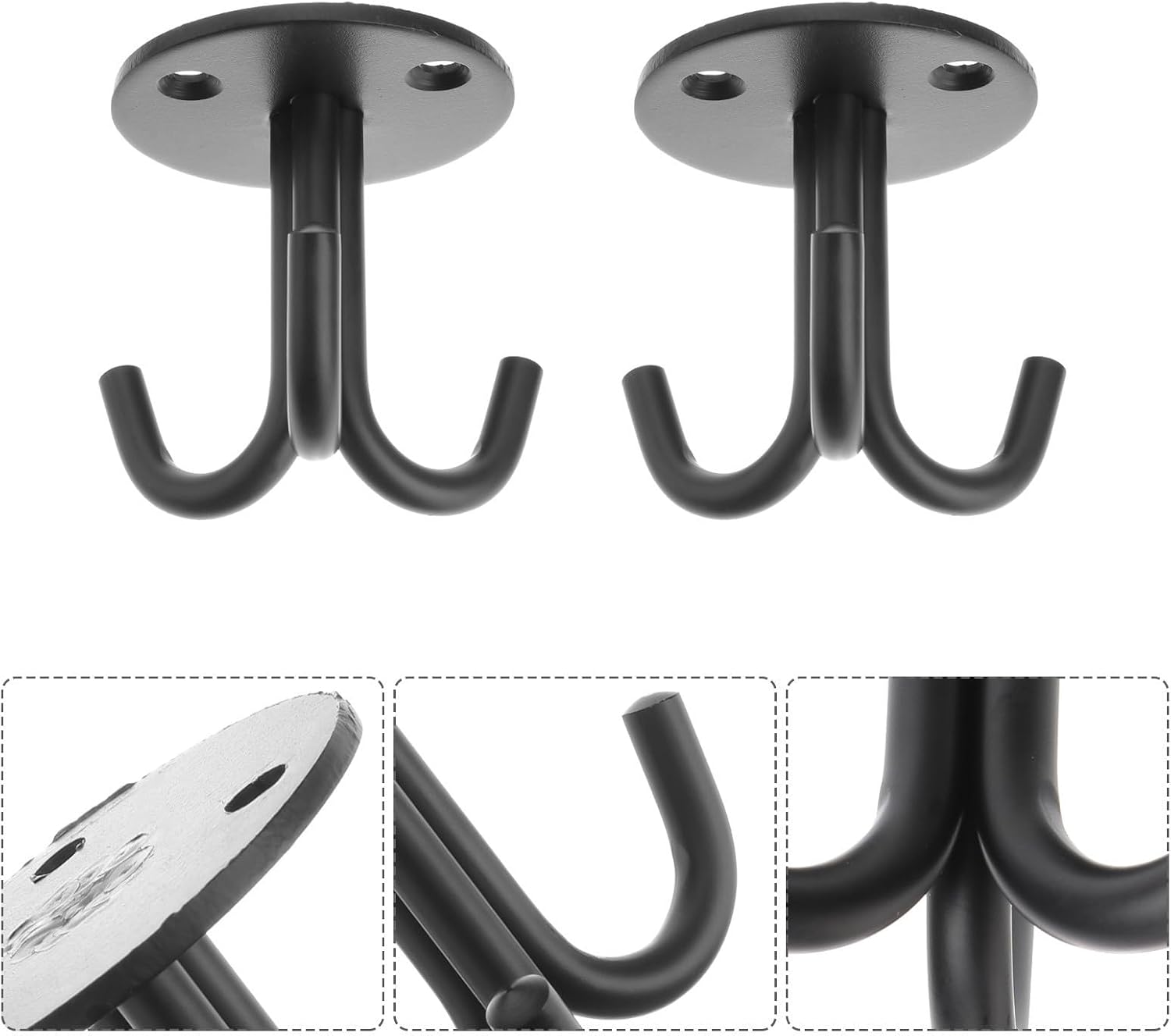  Healeved Crochet Suspendre Plafond En Acier Inoxydable Noir, Résistant Rouille, Lot De 2 Pièces, Pour Rangement Suspendu Et Décoration D'espace