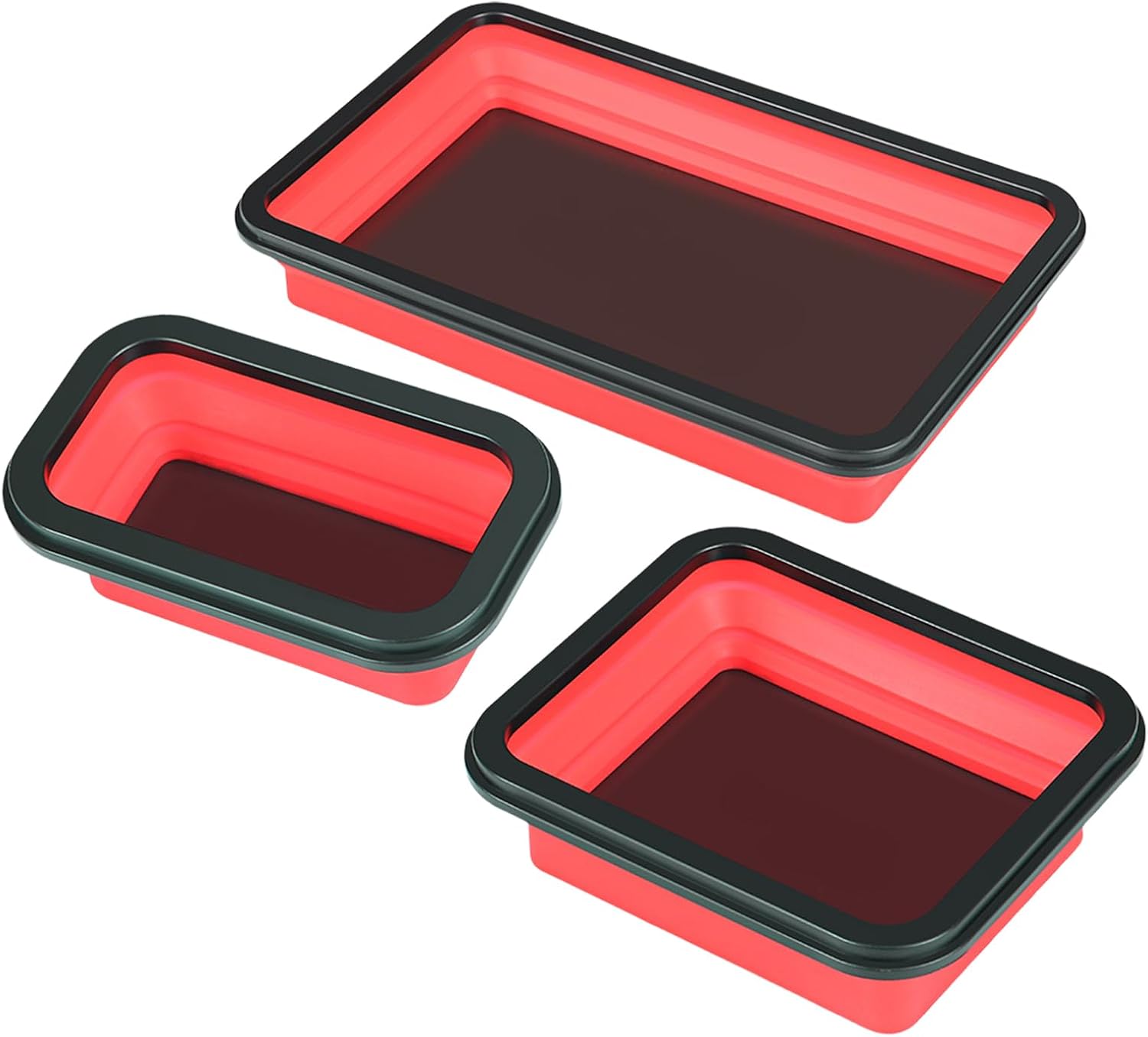  Plateau De Pièces Magnétiques, Plateau De Rangement à Outils, Organisateur D'outils Pliables, Base Magnétique Forte, Conception Empilable, 28x17.5x4,4 Cm, Idéal Pour Le Garage De Réparation Automatiqu