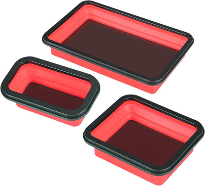  Plateau De Pièces Magnétiques, Plateau De Rangement à Outils, Organisateur D'outils Pliables, Base Magnétique Forte, Conception Empilable, 28x17.5x4,4 Cm, Idéal Pour Le Garage De Réparation Automatiqu
