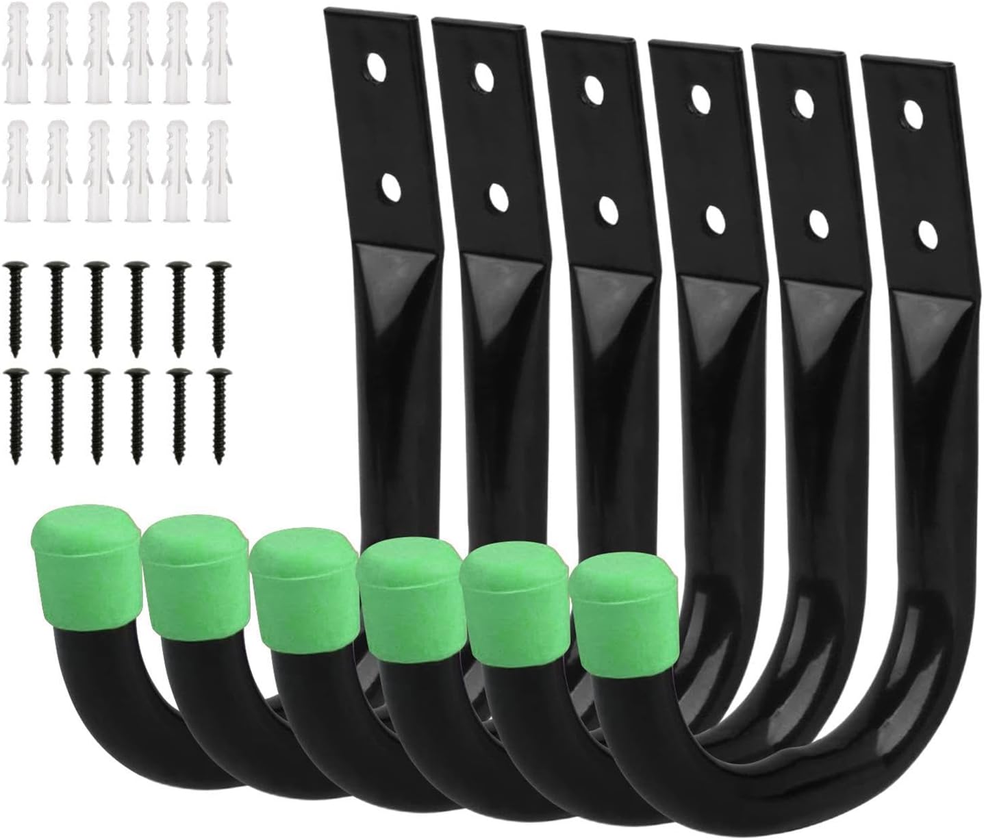 GENERIC Porte-outils Pour Mur De Garage - Cintre En Forme De J | Système De Rangement Mural, 6 Pièces (1 Ensemble) Crochets En J Robustes, Organisateur Monté Pour Vélos, échelles, Tuyaux, Outils | Garages