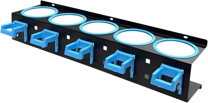  Porte-flacons Pulvérisateurs, étagère à Flacons, Fixation Murale, En Métal Avec Porte-Outils. Utilisation Polyvalente Pour Les Abris De Voiture, Bleu 5 Trous