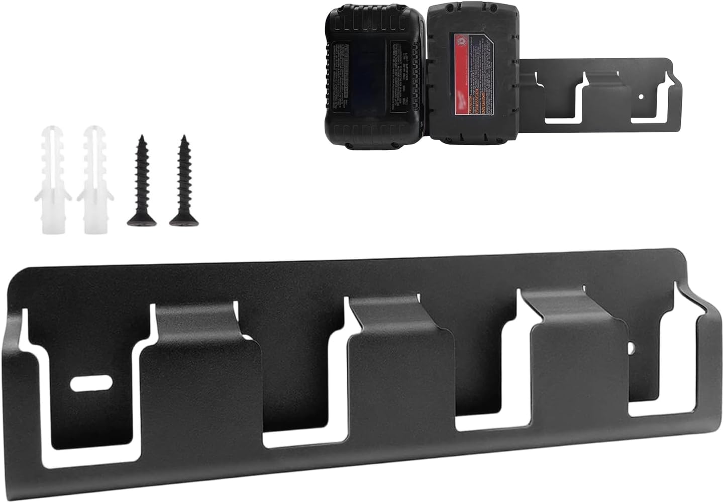  Générique Support Mural Organisateur Pour Piles | 4 Casiers En Acier Massif Robuste - Organisateur Pour Piles 18V | Pour Salon, Chambre, Salle D'Étude, Garage Et Bureau À Domicile