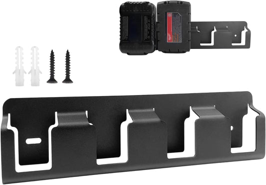  Générique Support Mural Organisateur Pour Piles | 4 Casiers En Acier Massif Robuste - Organisateur Pour Piles 18V | Pour Salon, Chambre, Salle D'Étude, Garage Et Bureau À Domicile