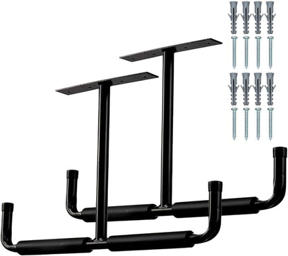  Racks De Rangement Pour Plafond De Garage,2 Pièces En Métal Robuste En T - Kit À Crochets Suspendus Garage,Pour Échelle, Bois, Équipements Sportifs, Pelles, Cannes À Pêche, Skis, Cave, Abri De