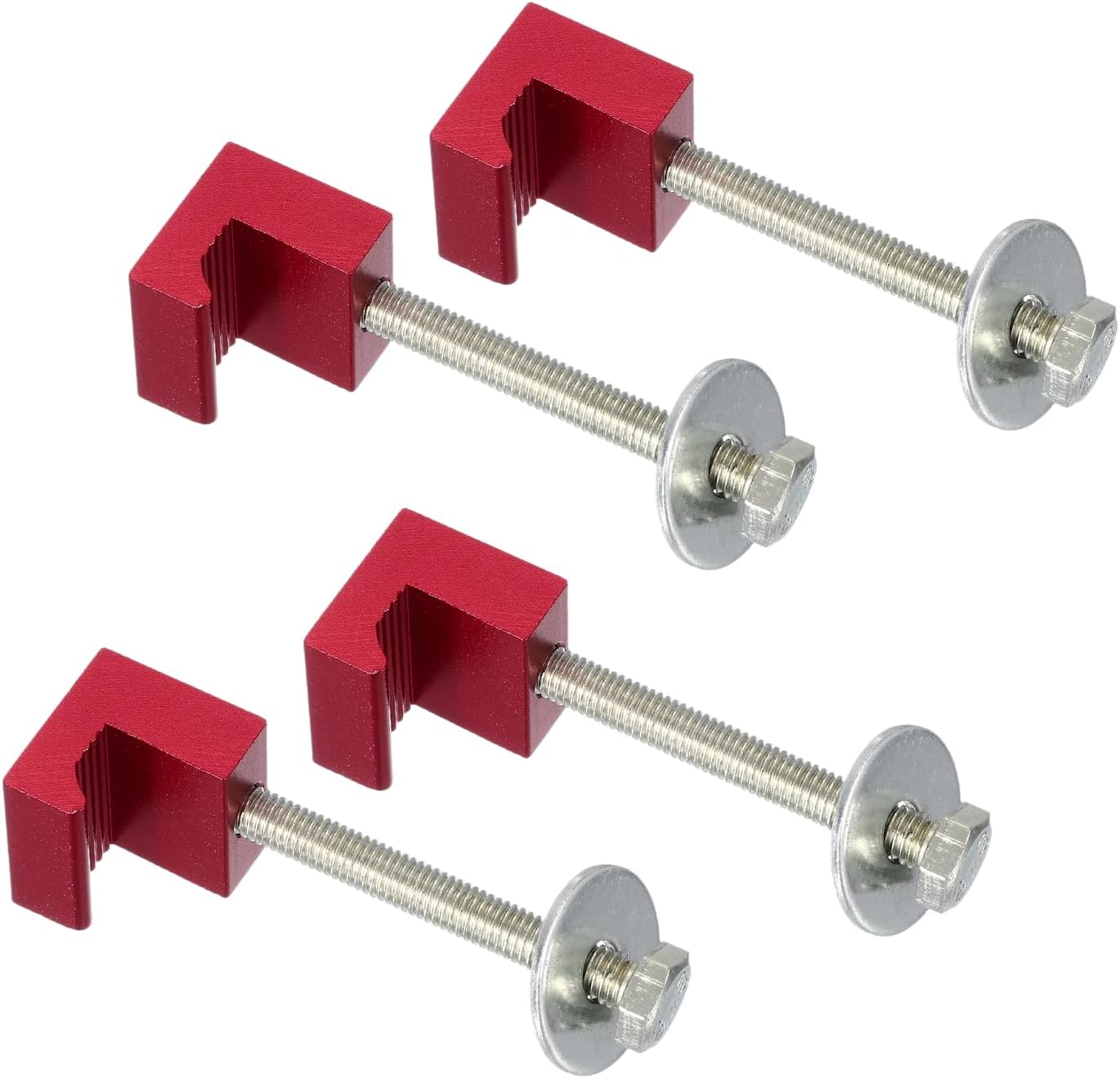  Sourcing Map Lot De 4 Crochets Croisés En J - Kit De Montage En Aluminium Pour Boîte à Outils De Camionnette - Surface Anodisée Avec écrous De Fixation - Rouge