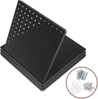  Healvian Panneau Perforé Métallique Robuste 305 CM Carré Lot De 4 Organisateur Mural Pour Rangement Outils La Cuisine Bureau Garage Finition Noire Support Charge Lourde