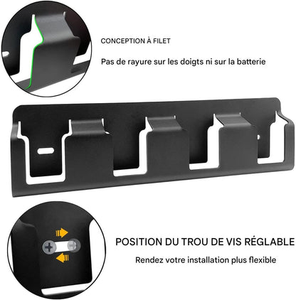  Générique Support Mural Organisateur Pour Piles | 4 Casiers En Acier Massif Robuste - Organisateur Pour Piles 18V | Pour Salon, Chambre, Salle D'Étude, Garage Et Bureau À Domicile