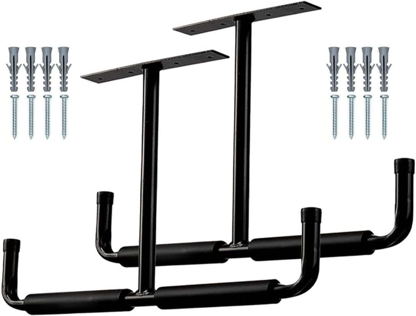  Rack De Rangement Suspendu Pour Garage - Support En T Métallique 2 Pièces | Suspensions Plafond Garage - Pour Échelle, Bois, Équipements Sportifs, Pelles, Cannes À Pêche, Skis, Cave, Abri De