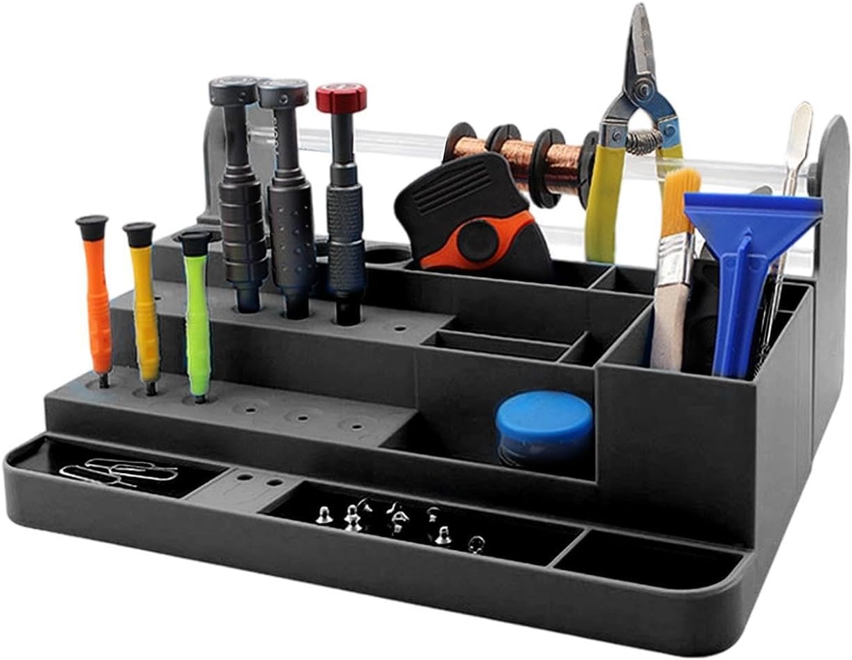  Générique Organisateur D'Établi | Compact Et Robuste Multi-Compartiments - Organisateur De Bureau Pour Tournevis - Pour Établi Maison, Atelier, Téléphone, Ordinateur, Outil Réparation, Vis, Puce