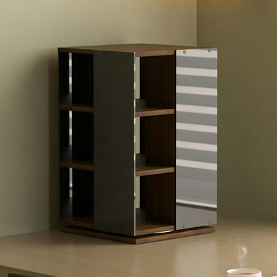  Tour De Rangement Rotative Pour CD, DVD, Disque Vinyle, Design Rotatif à 360°, Rangement Ouvert Sur Les 4 Côtés, Capacité De 120 CD, Compartiment Unique 14 X 14 Cm (couleur Noyer)