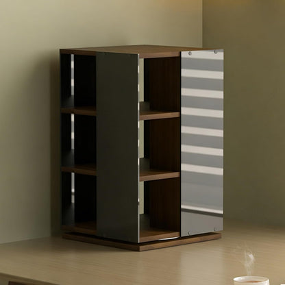  Tour De Rangement Rotative Pour CD, DVD, Disque Vinyle, Design Rotatif à 360°, Rangement Ouvert Sur Les 4 Côtés, Capacité De 120 CD, Compartiment Unique 14 X 14 Cm (couleur Noyer)