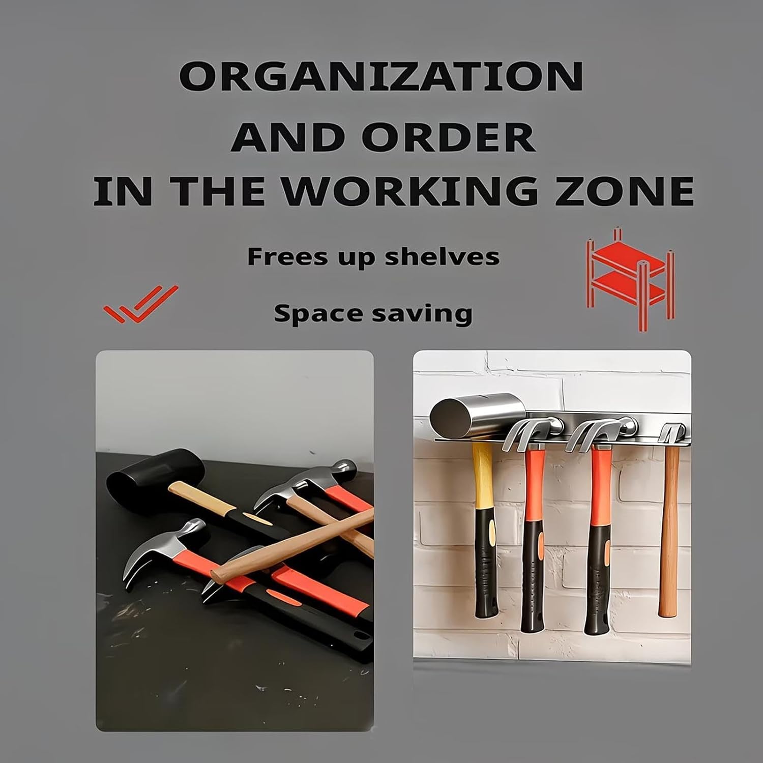GENERIC Support Mural Pour Outils – Support Mural De Garage à 5 Emplacements, Organiseur De Pince Robuste | Pour Clé, Tournevis, Abri De Jardin, Atelier, Usine à Domicile