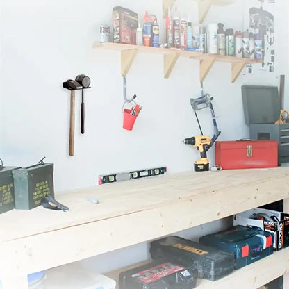 GENERIC Support Mural Pour Outils | Double Fentes En Acier Inoxydable Robuste, Avec Vis, Marteau, Support Mural | Pour Le Travail Du Bois, Garage, Atelier, Studio, Cour