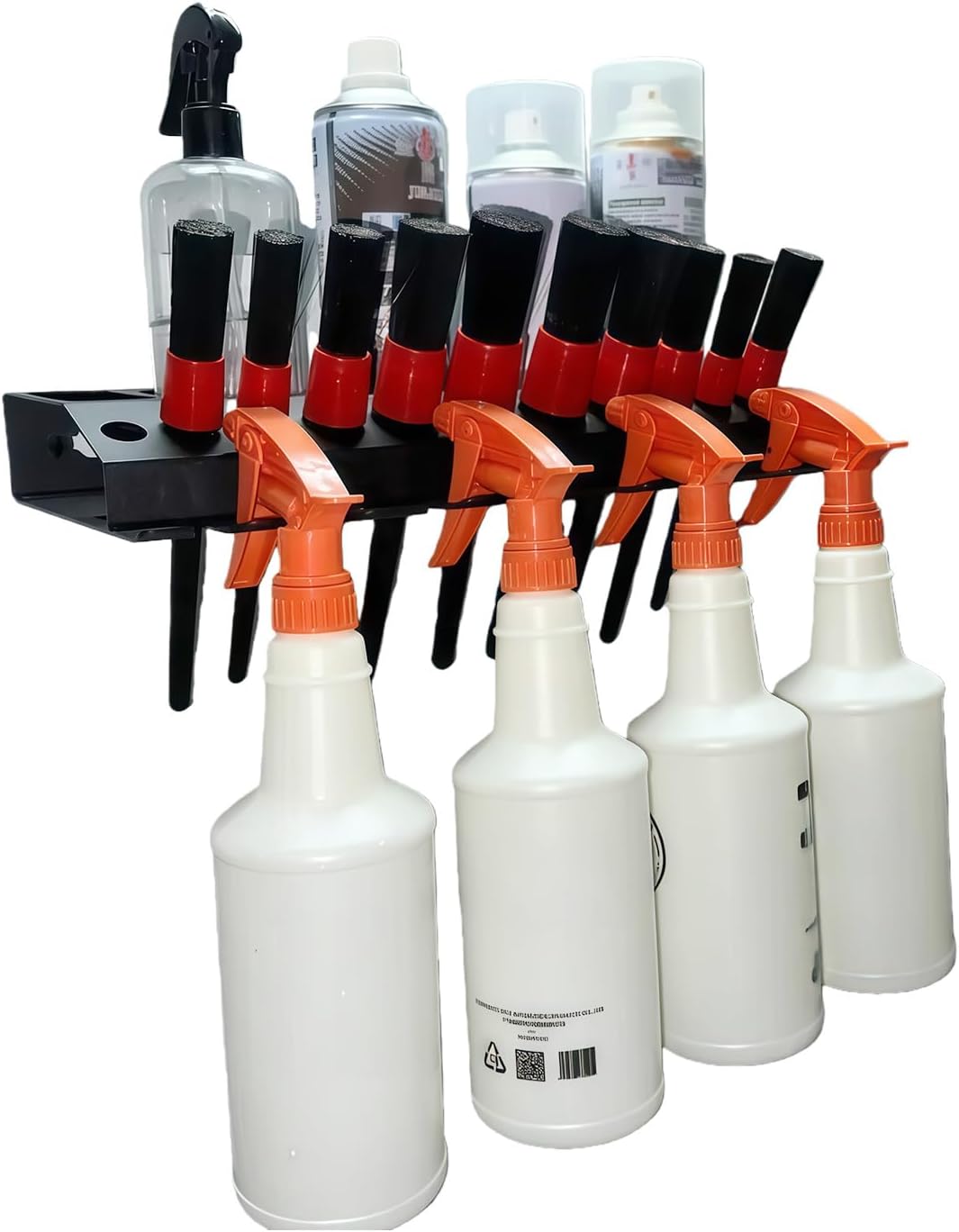  Porte-bouteilles Mural Robuste En Métal Avec 4 Compartiments De Conteneurs Et 8 Ouvertures à Outils Pour Le Rangement Dans Le Garage, L'atelier, Porte-outils Peu Encombrant