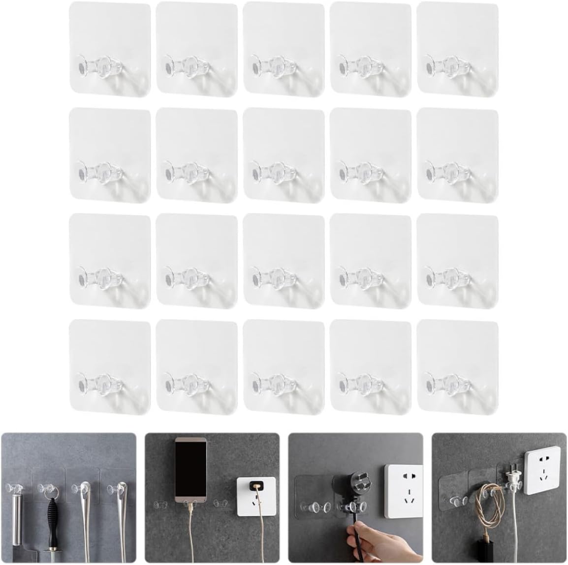  Ciieeo Supports De Prise Murale En Plastique 20pcs Sans Perçage Pour Organiser Câbles Et Prises Design Simple Et Montage Mural Facile