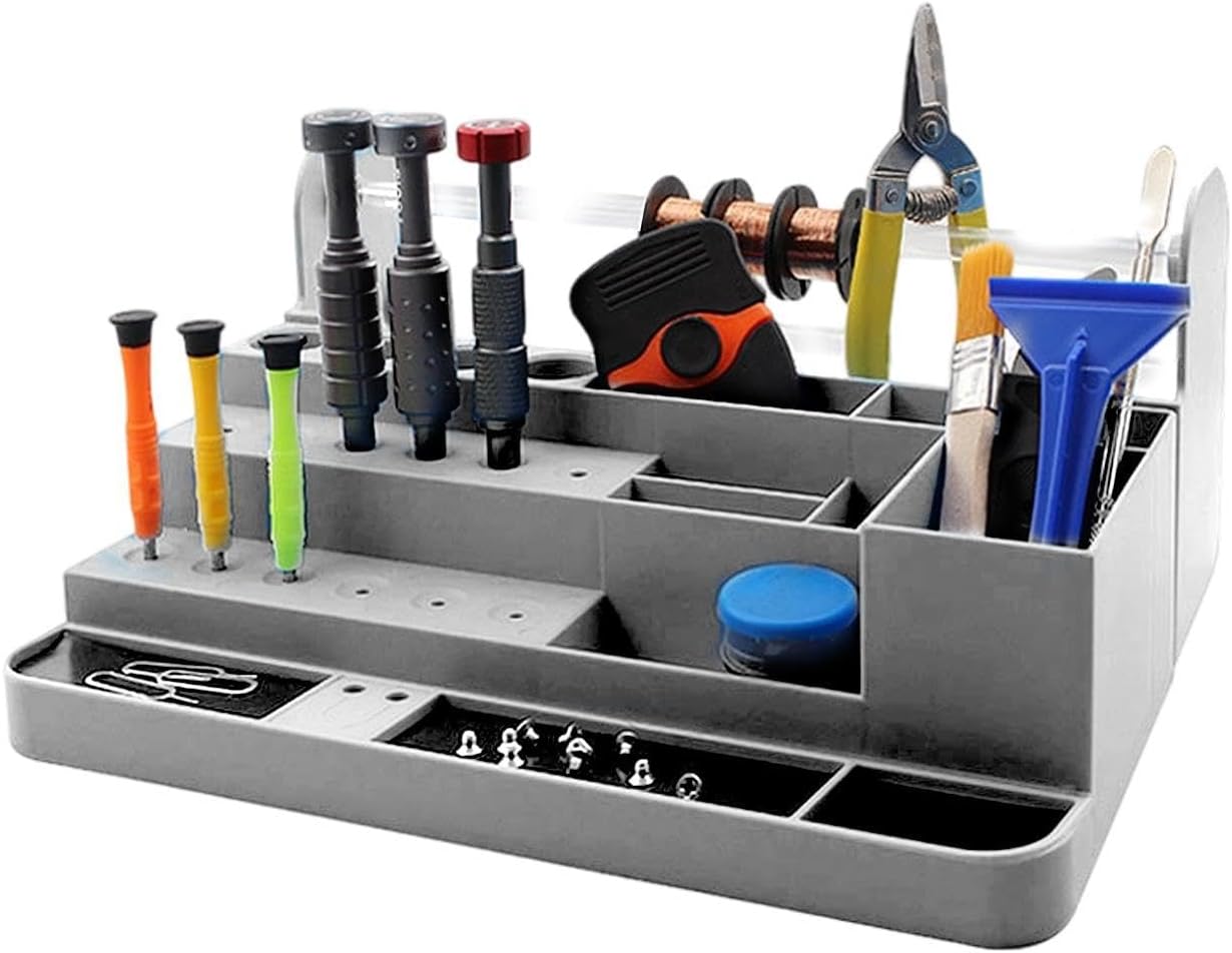 Générique Organisateur D'Établi | Compact Et Robuste Multi-Compartiments - Organisateur De Bureau Pour Tournevis - Pour Établi Maison, Atelier, Téléphone, Ordinateur, Outil Réparation, Vis, Puce