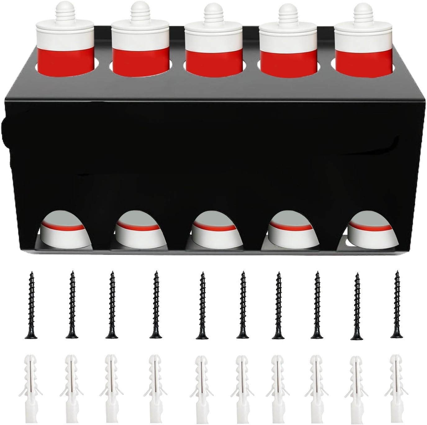 GENERIC Support De Tube De Calfeutrage En Métal | 5 Emplacements De Rangement Pour Tubes De Calfeutrage – Support Mural Pour Plombiers, électriciens, Décorateurs, Entrepreneurs, Bricoleurs, Charpentiers