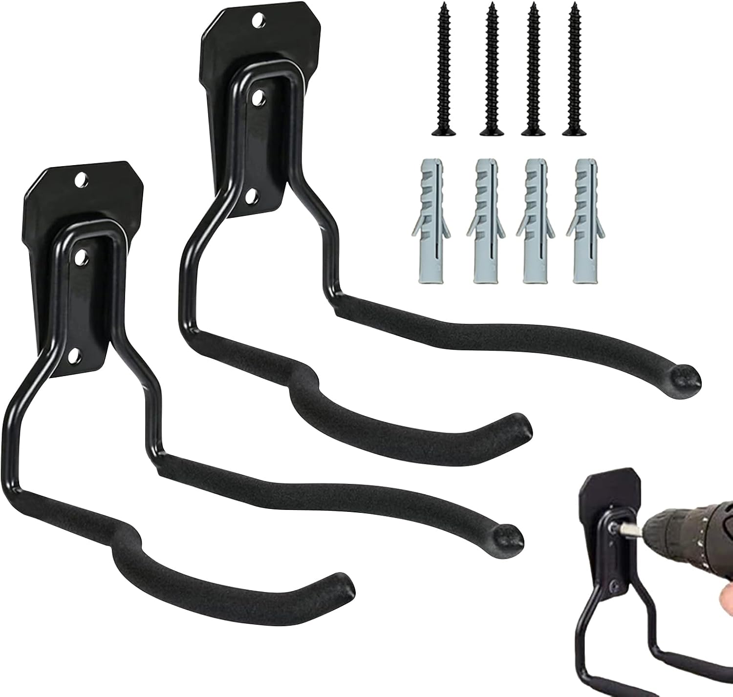  Generisch Crochet Mural De Garage En Acier Inoxydable Noir – Support De Crochet Polyvalent Et Peu Encombrant Pour Le Rangement Et L'organisation Dans Le Garage Et L'atelier