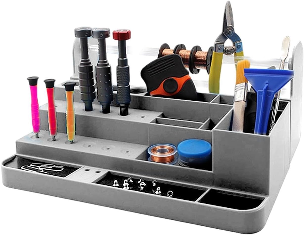  Générique Organisateur D'Établi | Compact Et Robuste Multi-Compartiments - Organisateur De Bureau Pour Tournevis - Pour Établi Maison, Atelier, Téléphone, Ordinateur, Outil Réparation, Vis, Puce
