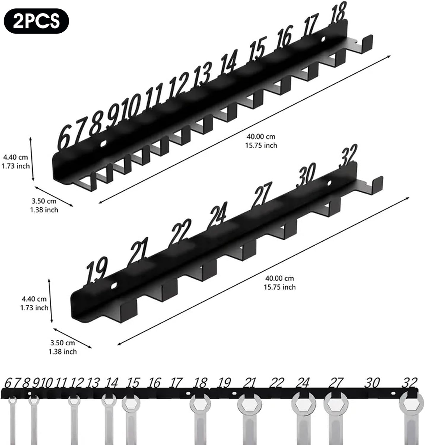  Porte-clés Pour 20 Clés, Organisateur De Mural, Organisateur De En Fer Pour Le Rangement Des Outils, Convient 6 Mm à 32 Mm Rangement