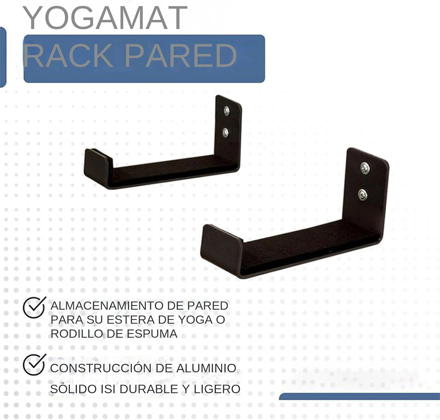  Lot De 2 Supports Muraux Pour Tapis De Yoga, Organiseur En Aluminium Pour Bandes élastiques Serviette Salle De Sport, Maison, Bureau, Chambre