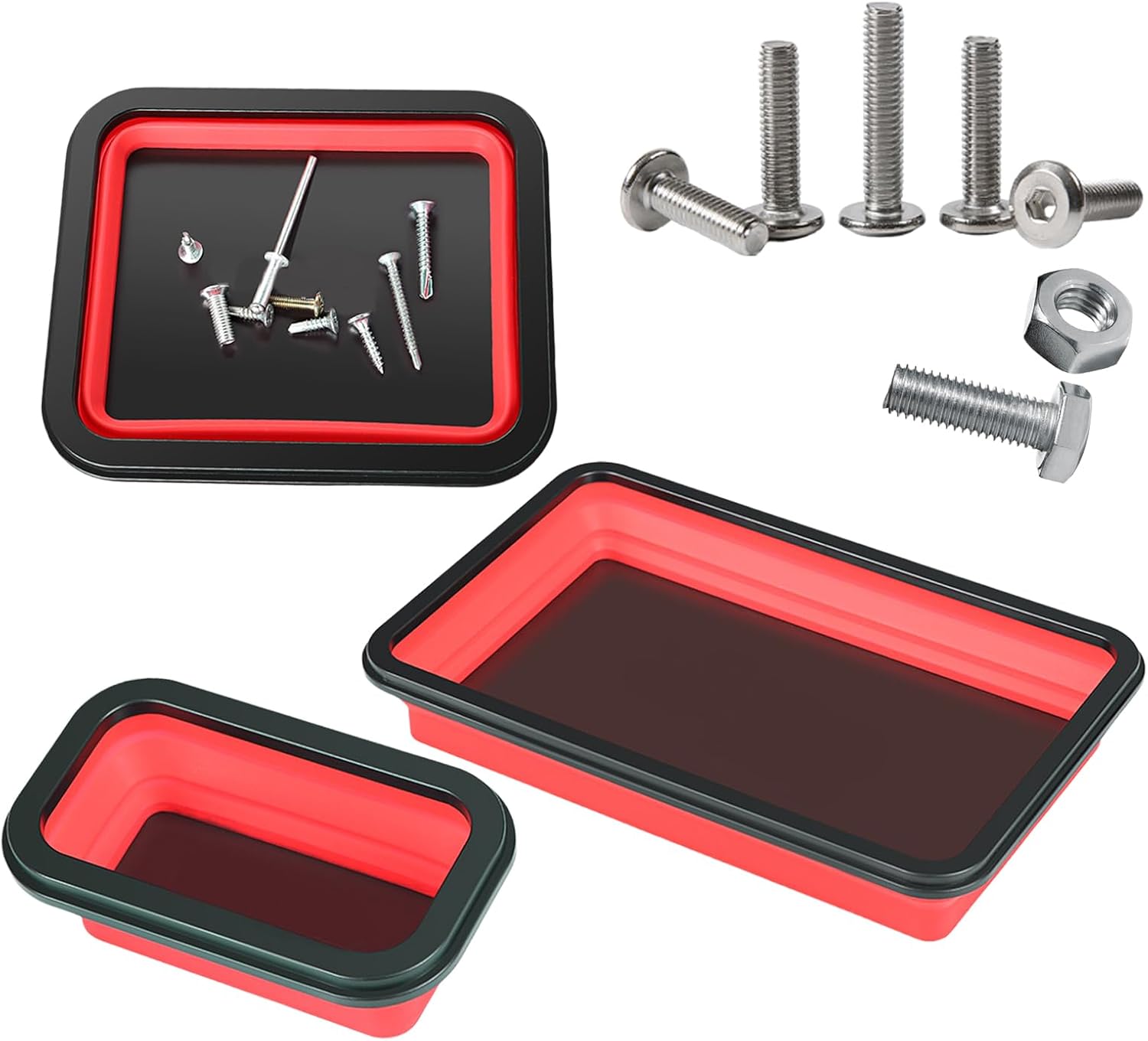  Plateau De Pièces Magnétiques, Plateau De Rangement à Outils, Organisateur D'outils Pliables, Base Magnétique Forte, Conception Empilable, 28x17.5x4,4 Cm, Idéal Pour Le Garage De Réparation Automatiqu