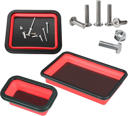  Plateau De Pièces Magnétiques, Plateau De Rangement à Outils, Organisateur D'outils Pliables, Base Magnétique Forte, Conception Empilable, 28x17.5x4,4 Cm, Idéal Pour Le Garage De Réparation Automatiqu