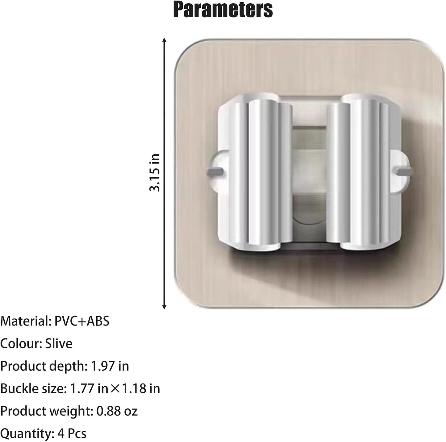  Lot De 4 Supports Autocollants Pour Balai - Fixation Murale - Crochets Pour Outils De Nettoyage - Pour Salle De Bain/cuisine/toilettes/garage/jardin