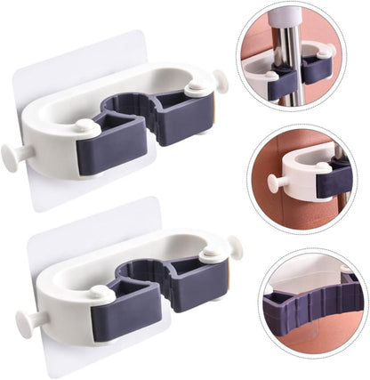  Alipis 4pièces à Balai Sans Perçage Supports Pratiques Pour Mops Et Balais Blanc De Rangement Adhésif Pour Cuisine Et Salle De Bain