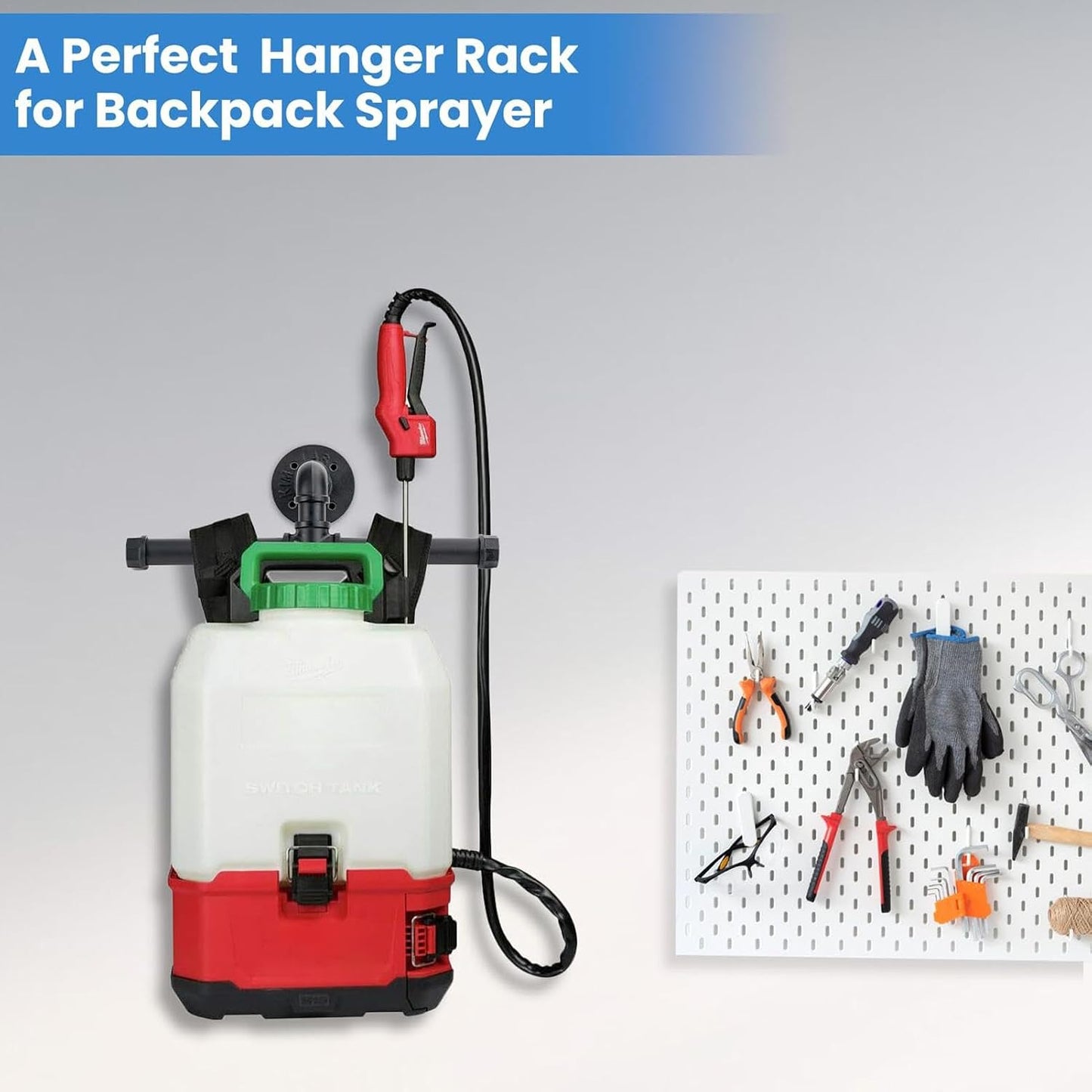  Garage Tool Wall Rack, Efficient Garage Organizer, Heavy Duty Sprayer Holder, Adjustable Garage Tool Hooks, Garden Equipment Wall Storage, Backpack Blower Holder, Tool Storage For Garage