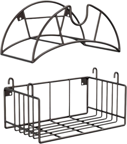  Support Mural Pour Tuyau, Support De Tuyau, Support De Rangement Robuste, Cadre En Métal Résistant à La Rouille, Organisateur De Tuyau Peu Encombrant Pour Extérieur, Garage, Piscine, 32 X 17 X